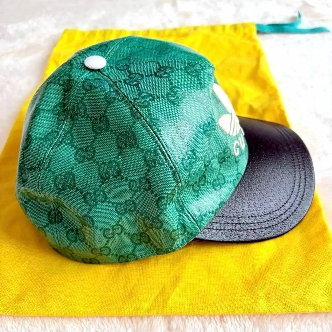 正規 タグ付き未使用✨GUCCI×adidas コラボキャップ GG柄 L 緑