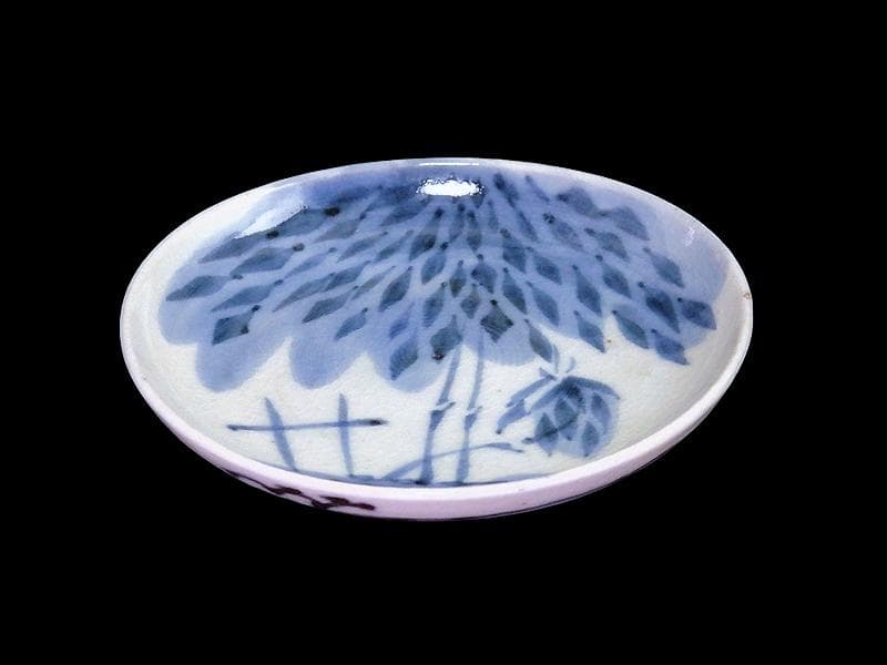 古伊万里　染付　竹笹の図　２寸半皿　豆皿　E596AS-CUh