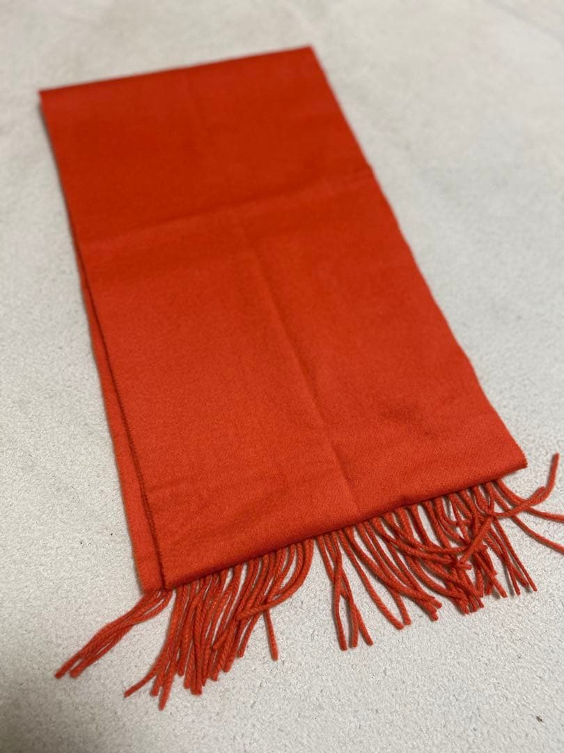 Johnstons カシミヤ100% オレンジ マフラー　スコットランド製