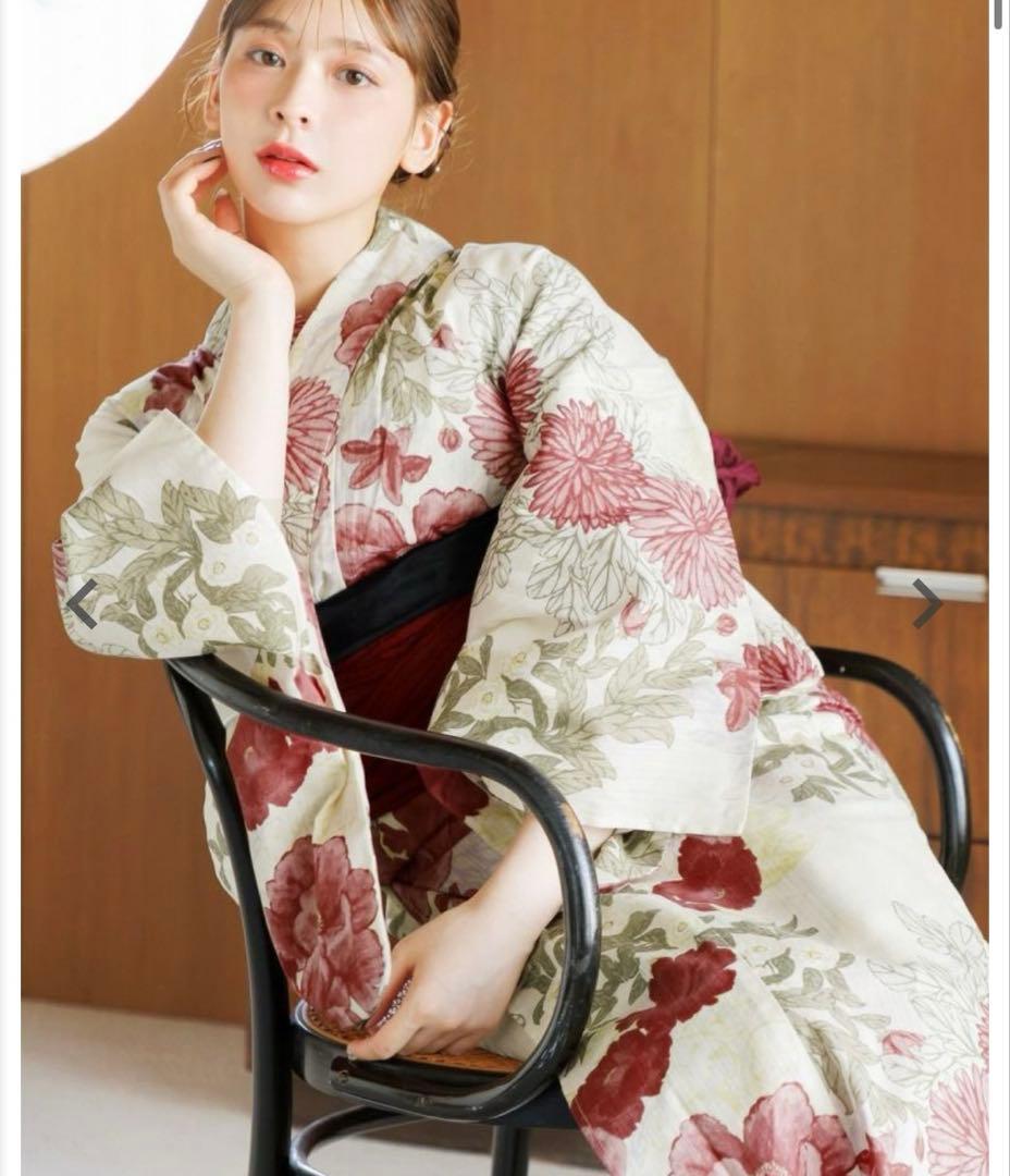 Dita 浴衣・帯・下駄セット 赤 夏の牡丹重ね