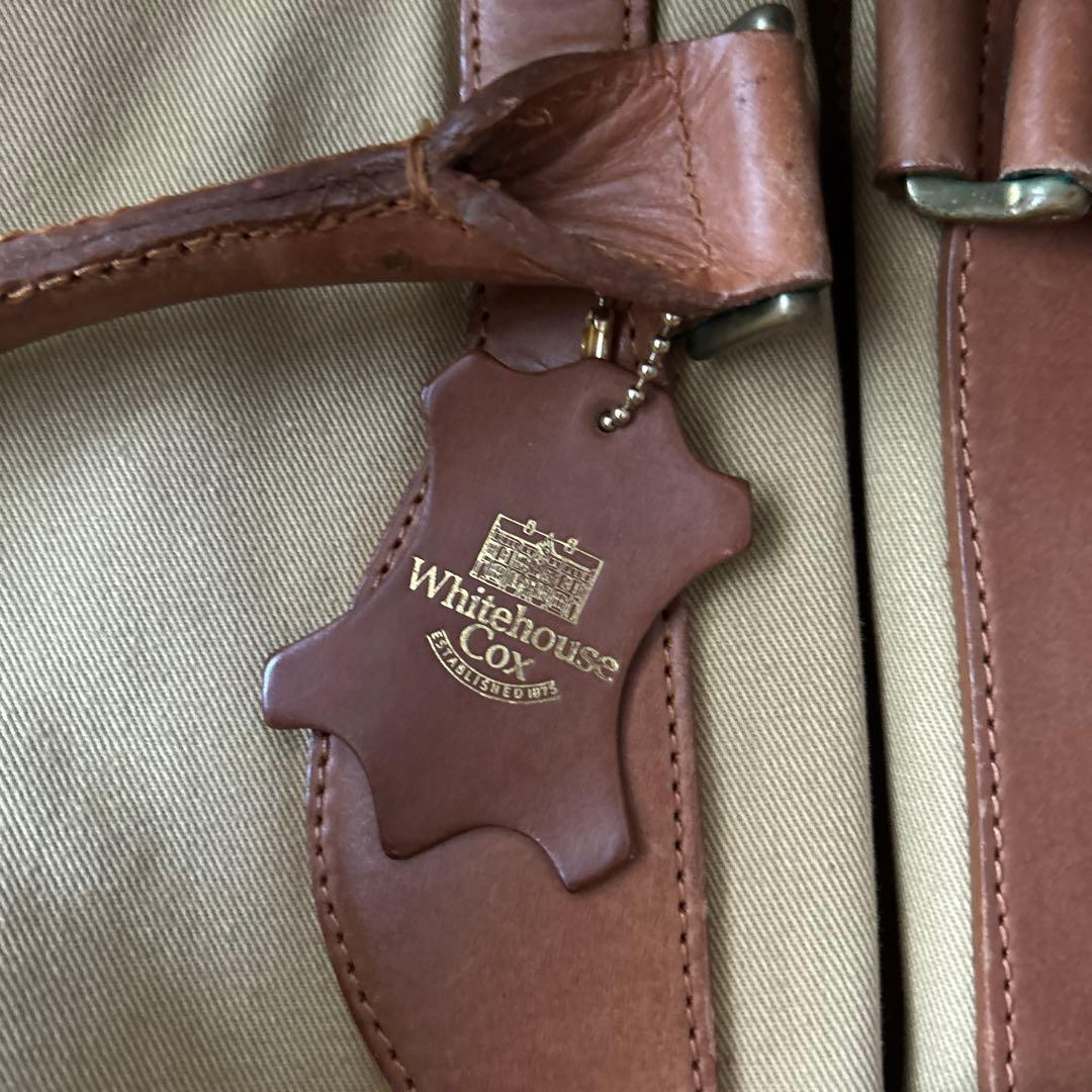 Whitehouse Cox ボストン　 キャンパス×ブライドルレザー　ベージュ