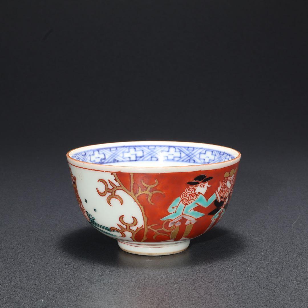 伊万里色絵　南蛮人図　湯呑み10客　骨董　古伊万里　R1666