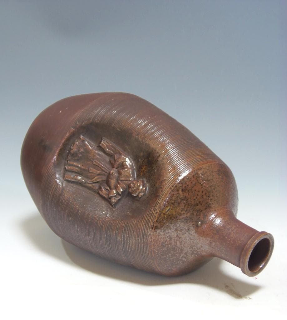 三面人形大徳利 臍徳利 花入 花瓶 一輪指し 江戸時代 レア古備前・レア備前焼