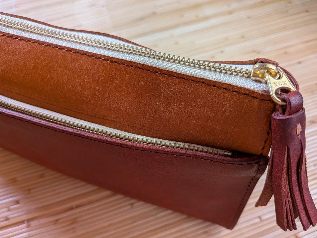 RYU 本革 編み込みバッグ　ワインレッド