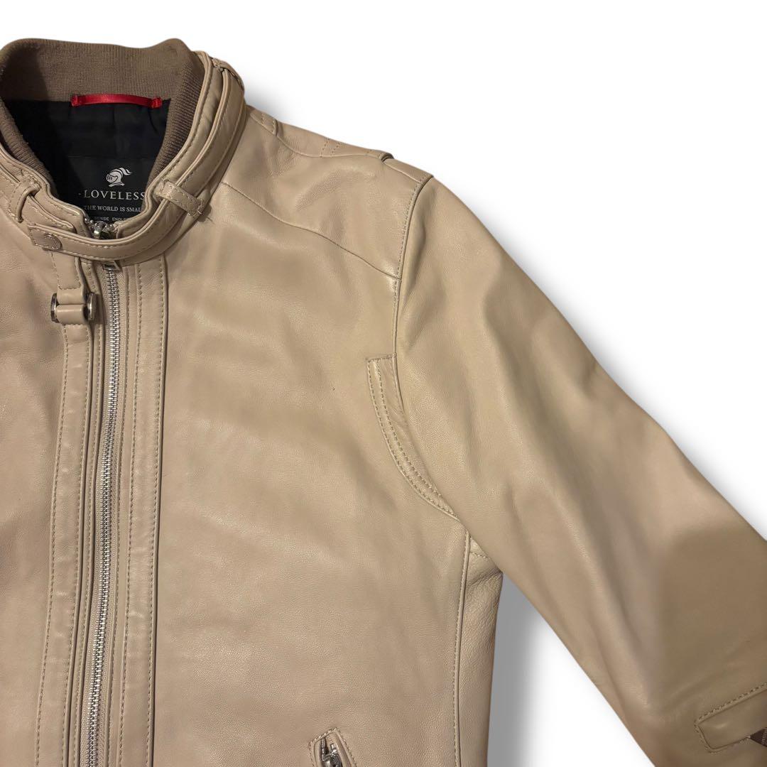 LOVELESS シングルライダース 羊革 ジャケット M アイボリー ベージュ