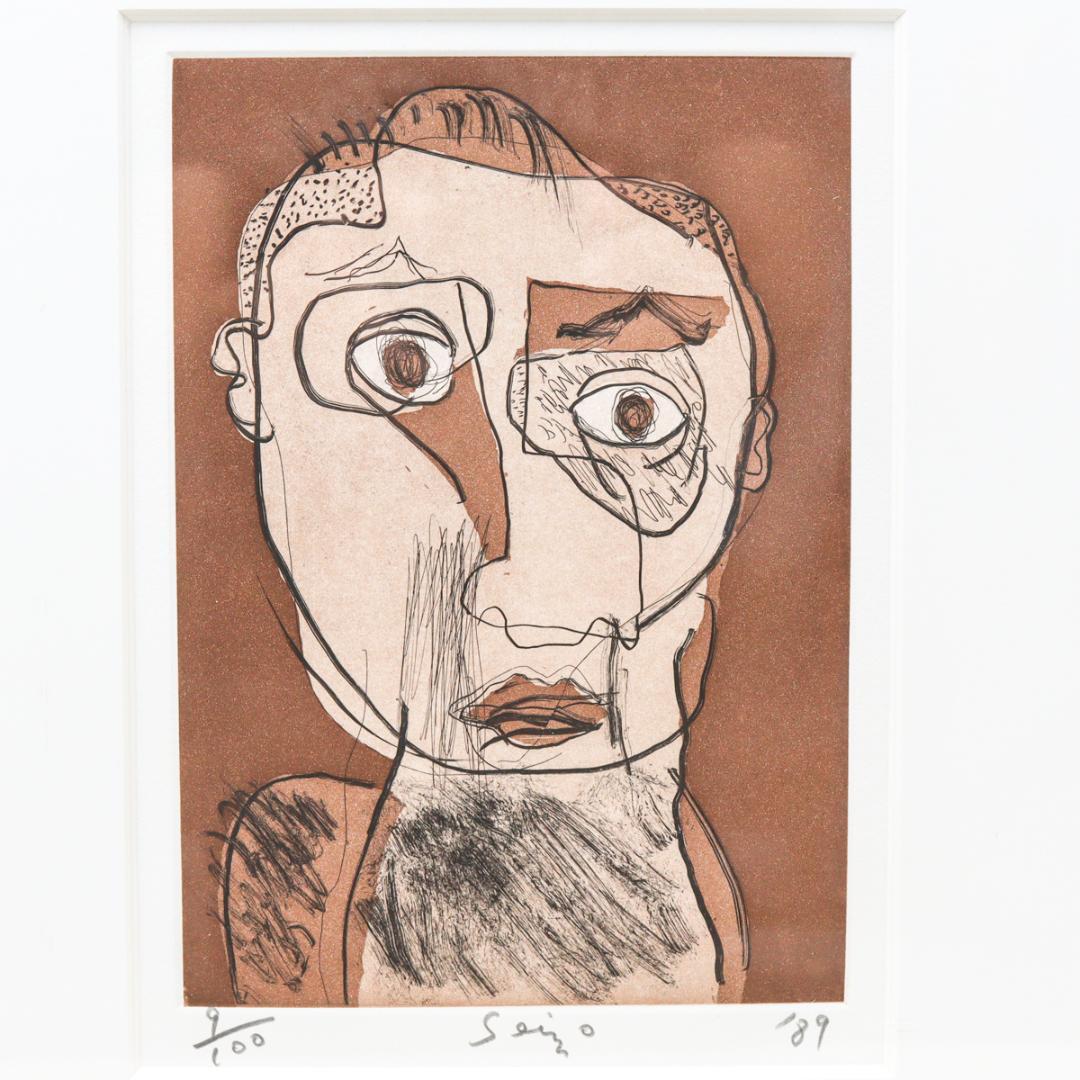 田島征三 銅版 東介さんの顔 額装