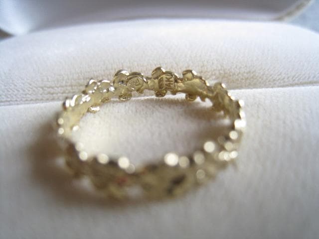 ☆素敵！一連花形 最大幅4.5mm k14金イエローゴールド指輪リング新品！