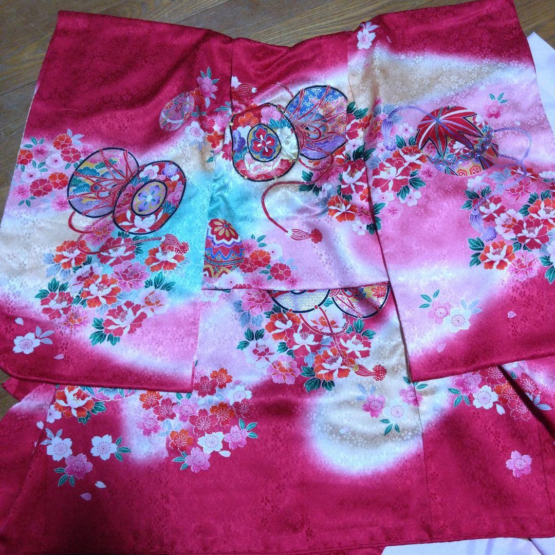 三歳★被布＆正絹花柄着物＆刺繍長襦袢＆小物
