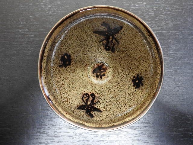 桶谷定一　五代皮天目茶碗　銀覆輪　共箱　MA１３４