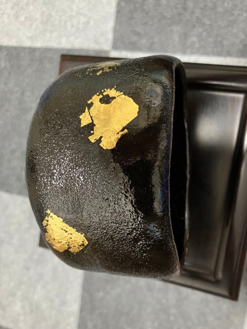 黒楽茶碗 金箔入り コレクター所蔵品 日本美術 骨董品 茶道具 茶碗 古美術品