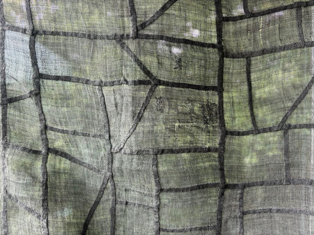 希少　ポジャギ 　ヴィンテージ　モシ　麻　韓国　工芸　黒　李朝　繕いあり