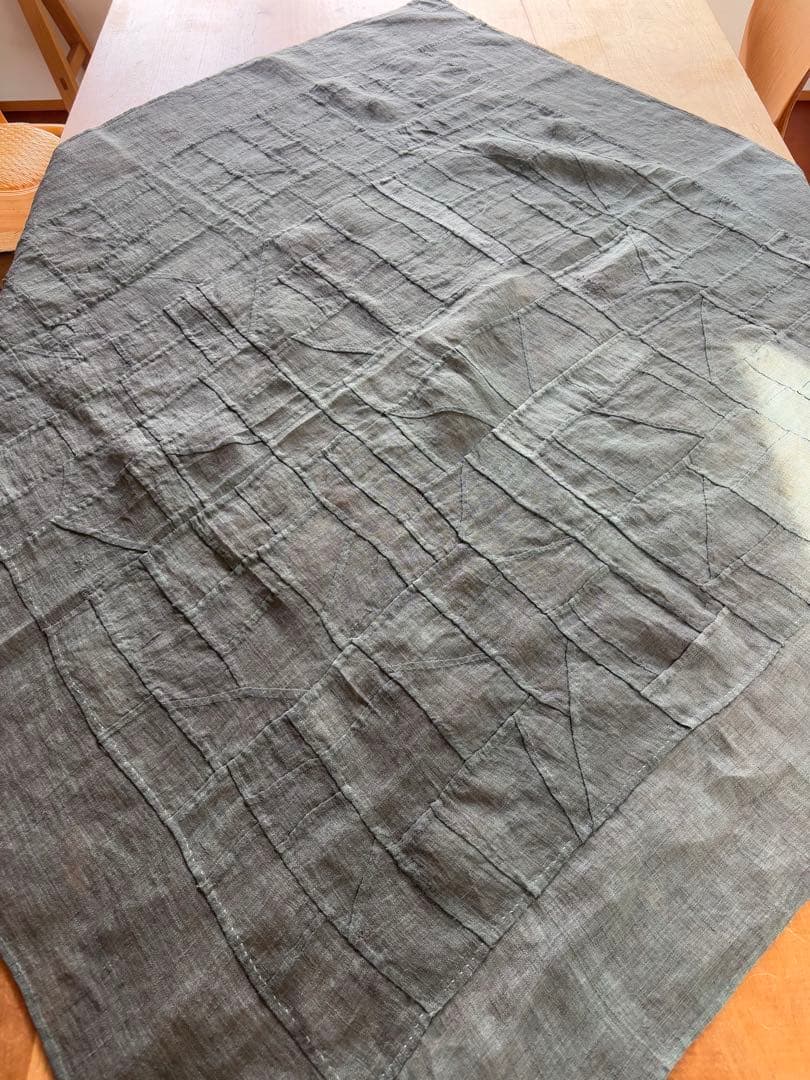 希少　ポジャギ 　ヴィンテージ　モシ　麻　韓国　工芸　黒　李朝　繕いあり