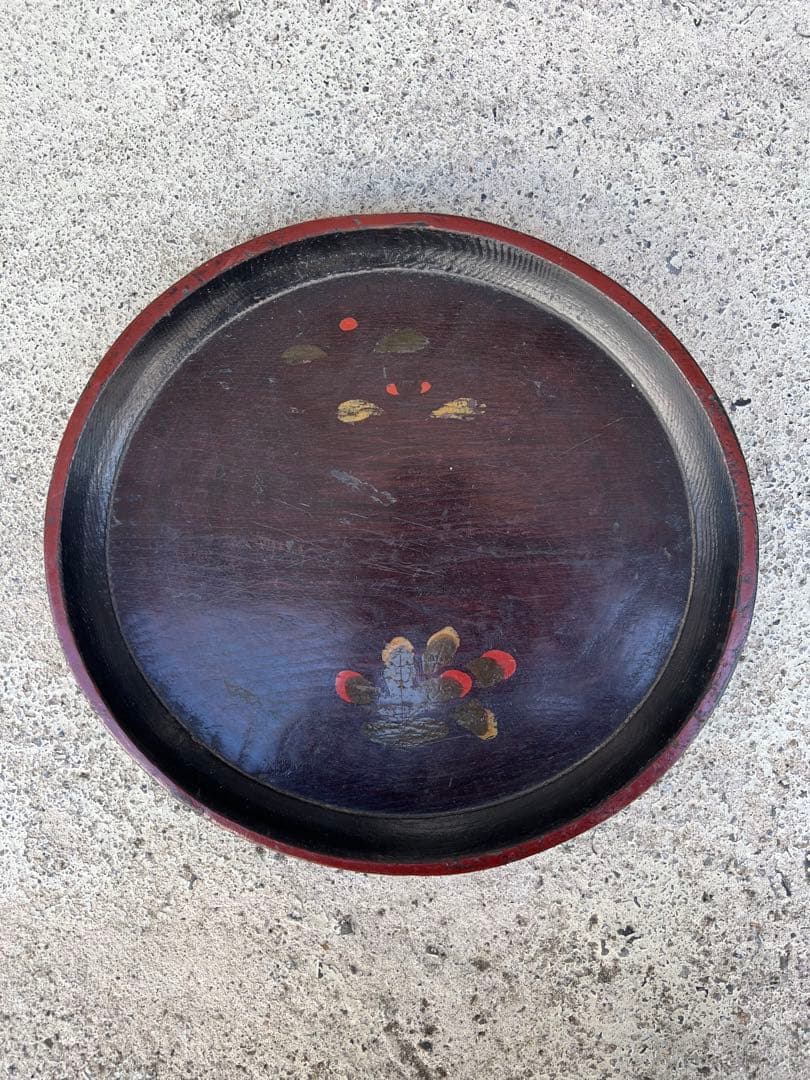 丸盆 盆 お盆 煎茶道具 煎茶盆 茶道具 漆器 木製 骨董 古道具 枯盆 民藝