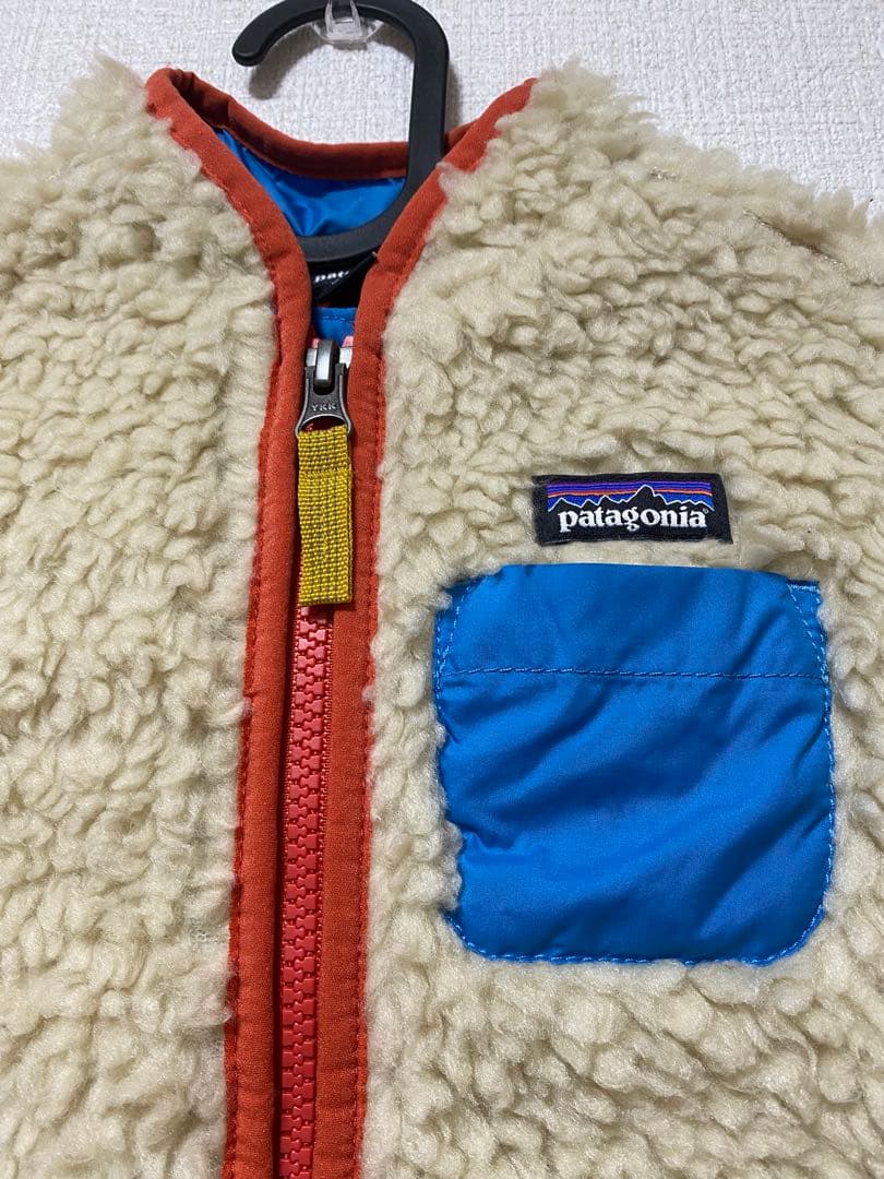 patagonia フリースジャケット ベージュ/青/オレンジ　２Ｔ