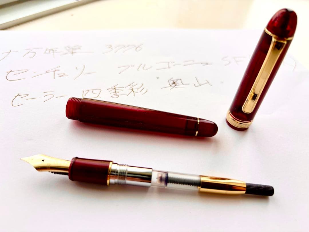 【交渉歓迎】プラチナ万年筆 3776 センチュリー　ブルゴーニュ　SF（細軟）