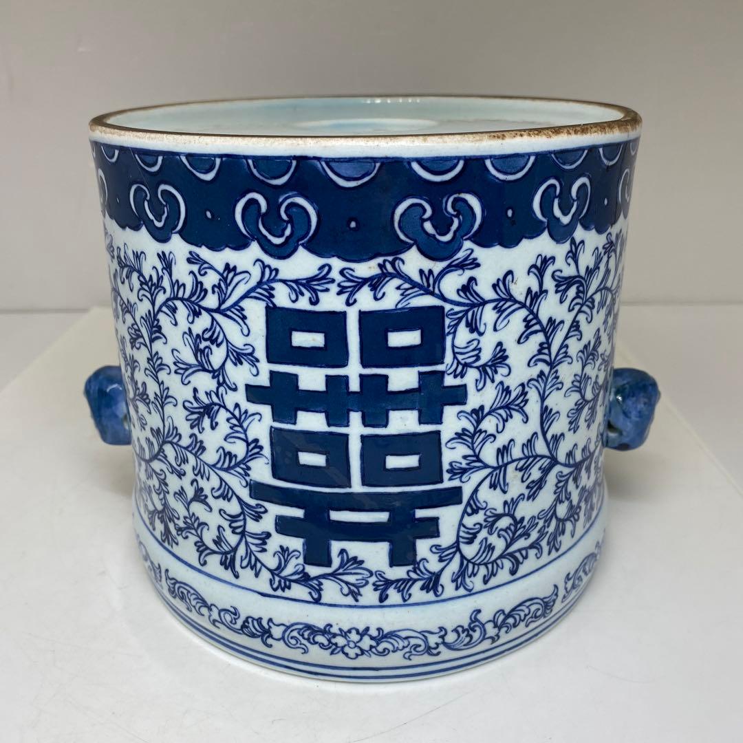 中国清時代　オランダ写青花　水指　高さ約15.8㎝　東さ7-0616☆2F