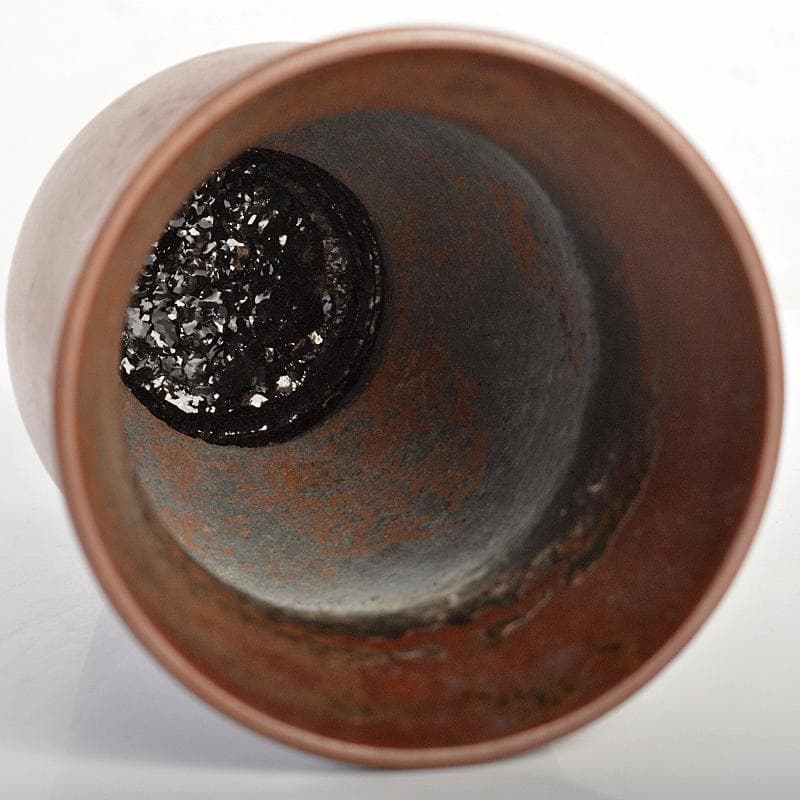 高岡銅器　鋳物師　神利作　鋳銅　蘭形花瓶　共箱　C　R7443