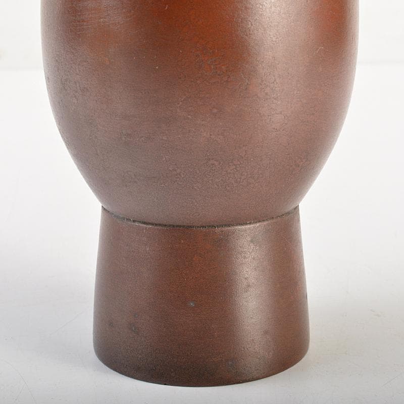 高岡銅器　鋳物師　神利作　鋳銅　蘭形花瓶　共箱　C　R7443