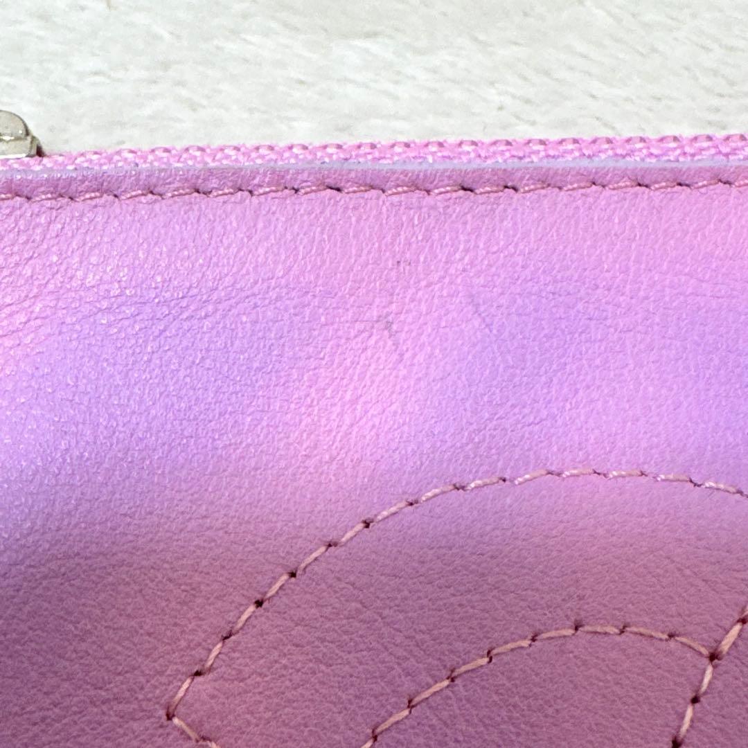 美品✨CHANEL ケース　ココマーク　レザー　ピンク　パープル