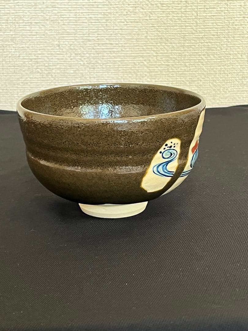 柳雨軒 三代 人間国宝 徳田八十吉（正彦銘） 色絵 抹茶わん　管理T131