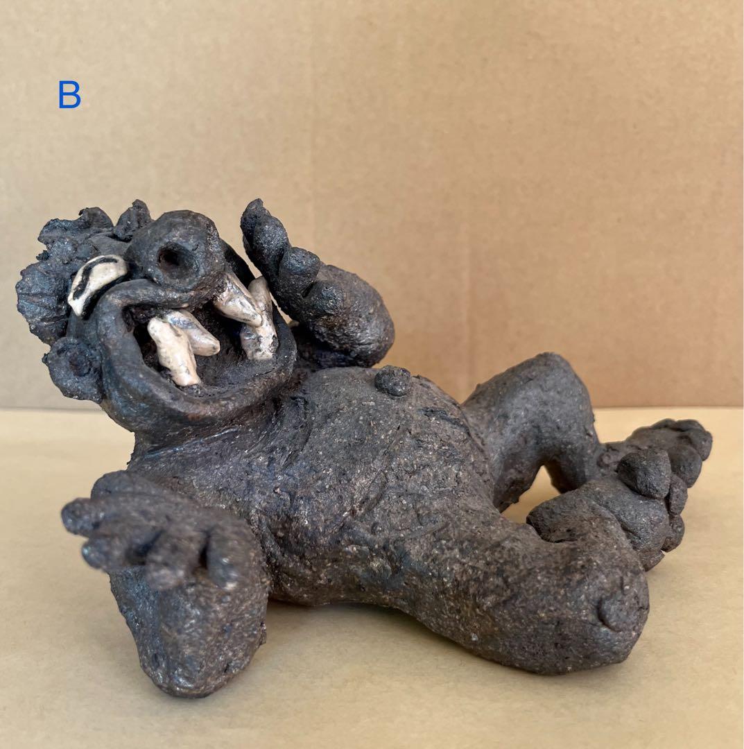 東大寺別当 清水公照作　泥仏一対　２体セット　アート作品　どろぼとけ