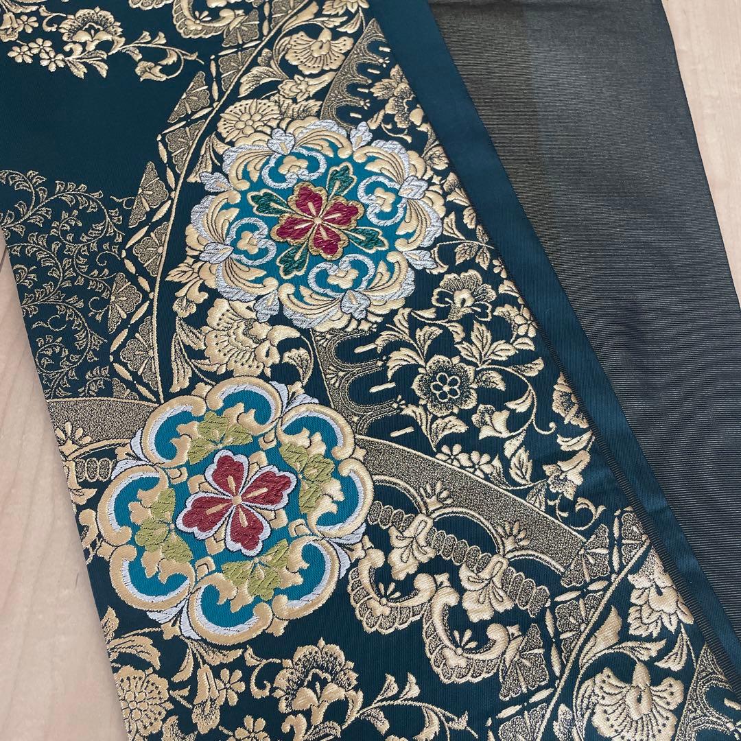 豪華！袋帯　正絹　ゴールド刺繍　リバーシブル