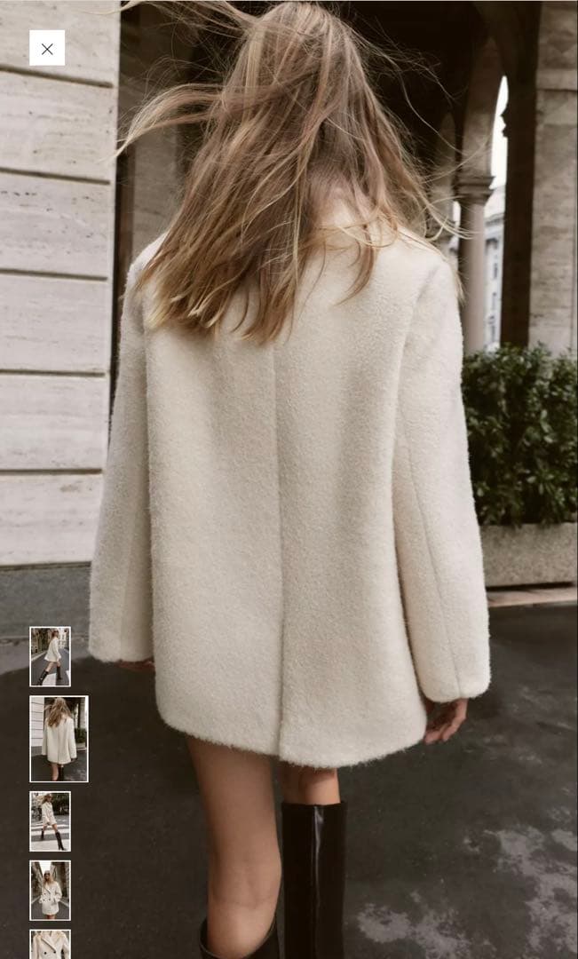 新品未使用⭐︎ZARAブークレダブルブレストミディ丈コートXS size