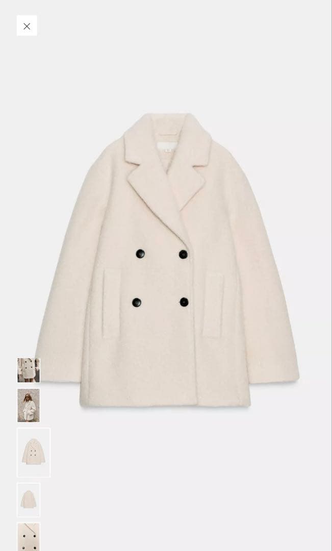 新品未使用⭐︎ZARAブークレダブルブレストミディ丈コートXS size