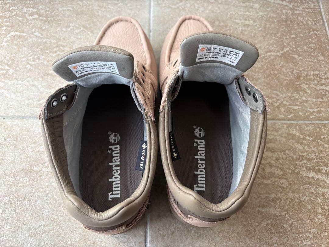 ティンバーランド　モックトゥ　GORE-TEX ベージュレザー モカシンシューズ