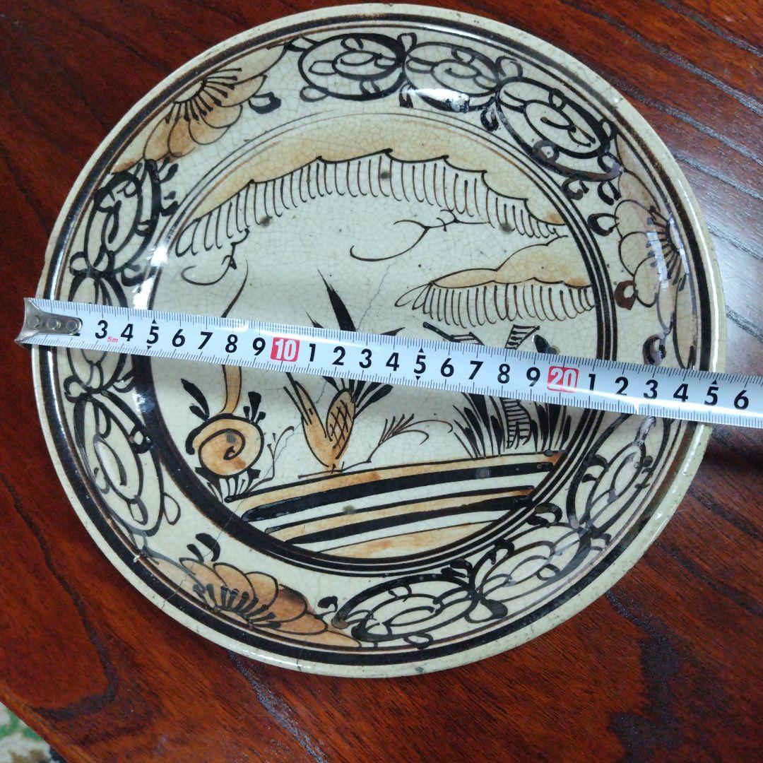 装飾陶器皿　桃山時代～江戸時代 唐津 古志野 絵志野 鳥絵 皿 瀬戸