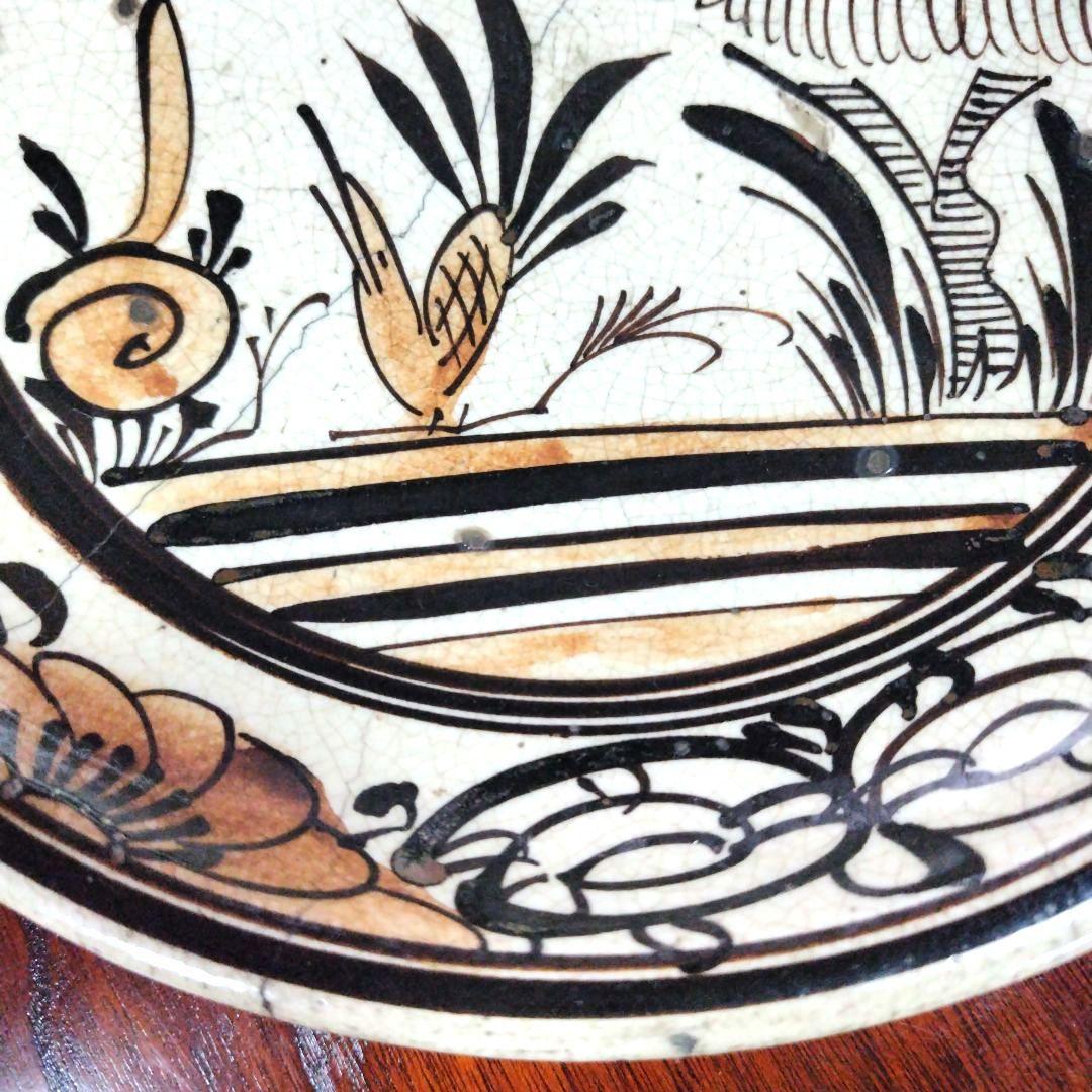 装飾陶器皿　桃山時代～江戸時代 唐津 古志野 絵志野 鳥絵 皿 瀬戸