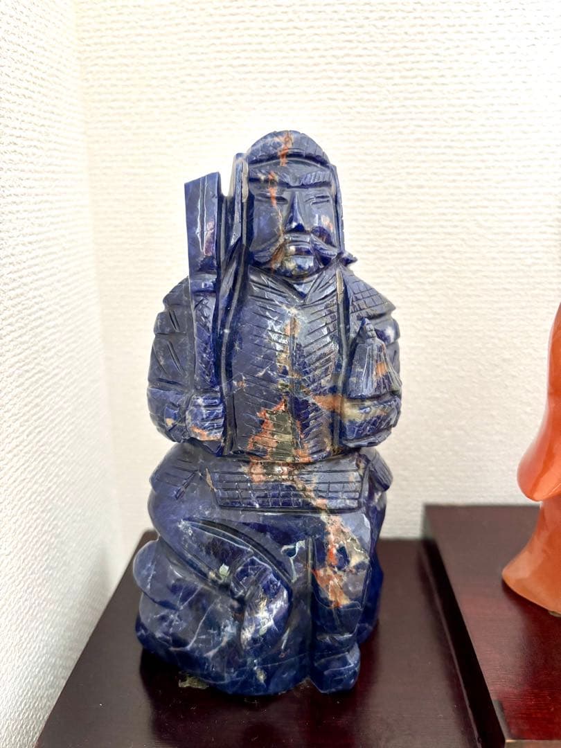 #七福神 天然石彫刻像 7体セット 木製台付き