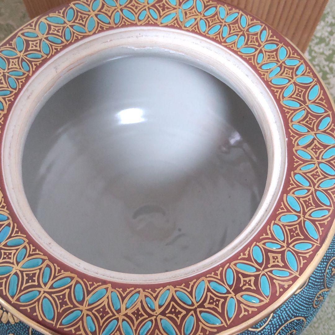 九谷焼特大青粒鉄仙香炉【特注品】【特注サイズ】【存在感】【手打青粒】