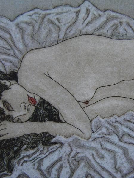 加山又造、横になる裸婦、希少画集画、新品額装、状態良好