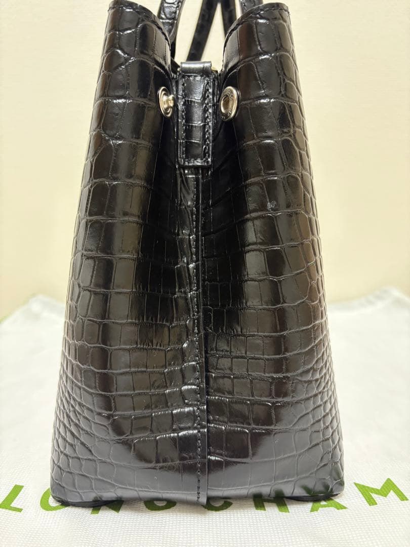 ロンシャン ロゾ M クロコエンボス ブラック レディース