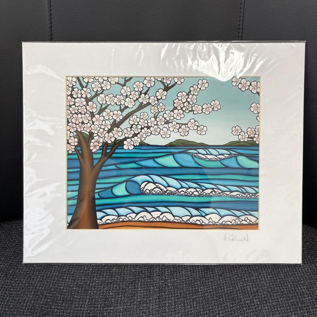 ヘザーブラウン　絵画　サイン入り　桜