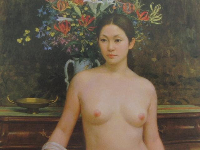 中山忠彦、【花と裸婦】、希少な額装用画集より、新品額装付、状態良好