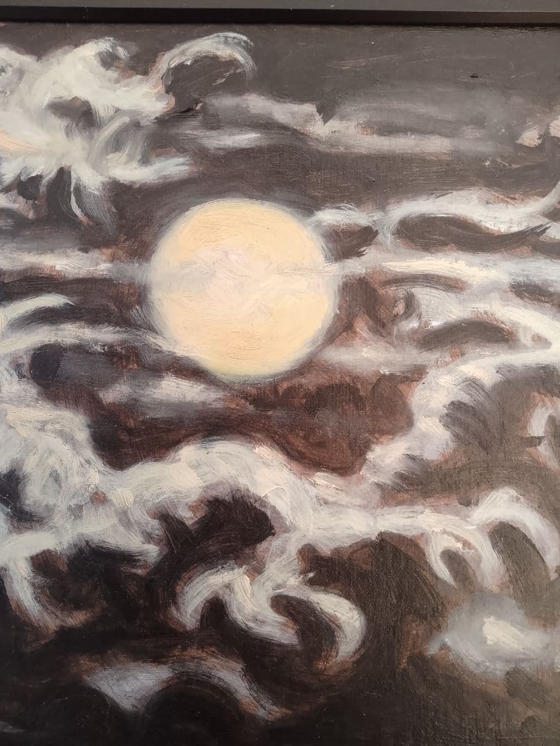 月と龍。油彩画 11ｘ9 インチサイズ