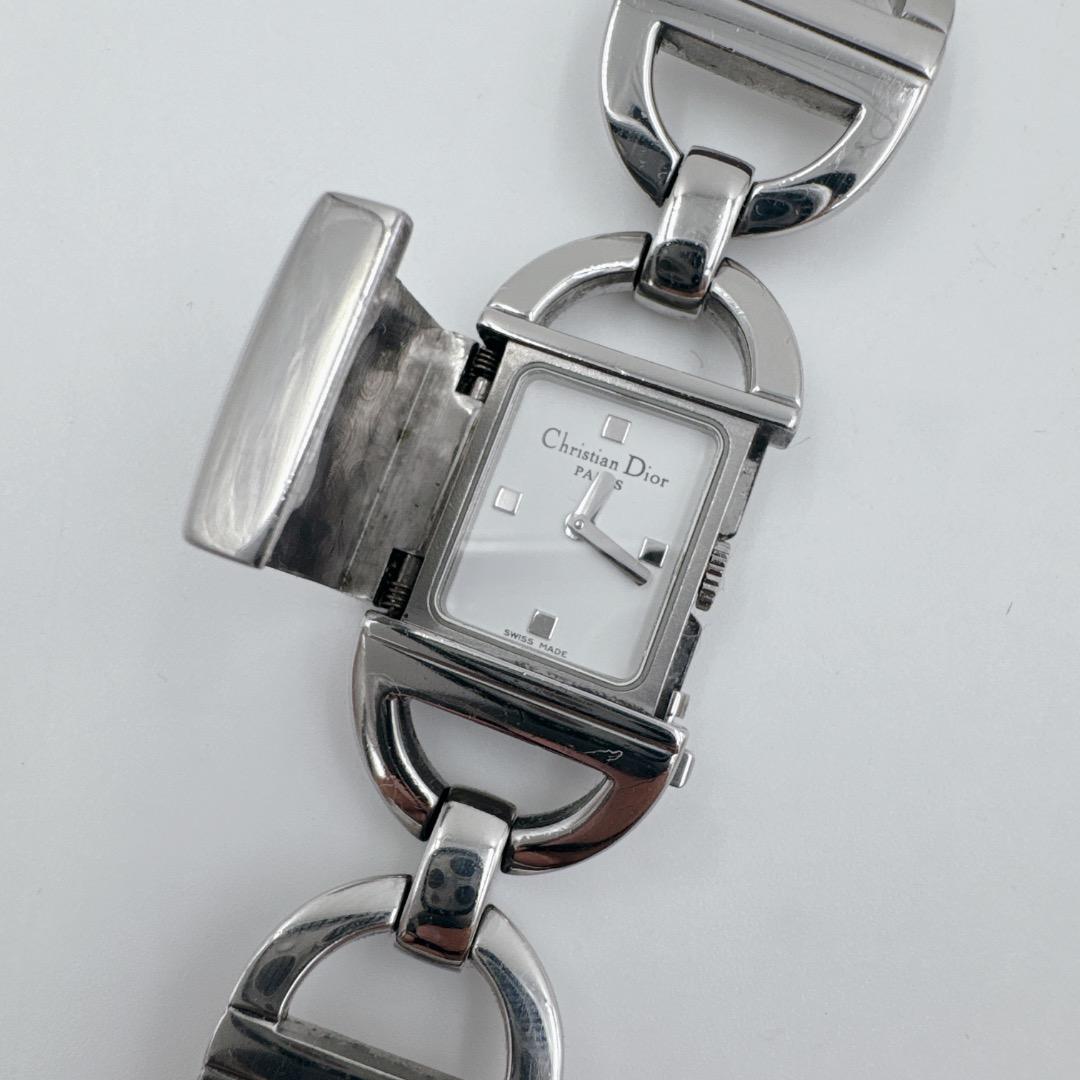 【美品】 DIOR パンディオラ スクエア CDロゴブレス シルバー 腕時計