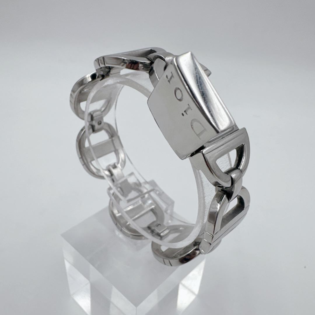 【美品】 DIOR パンディオラ スクエア CDロゴブレス シルバー 腕時計