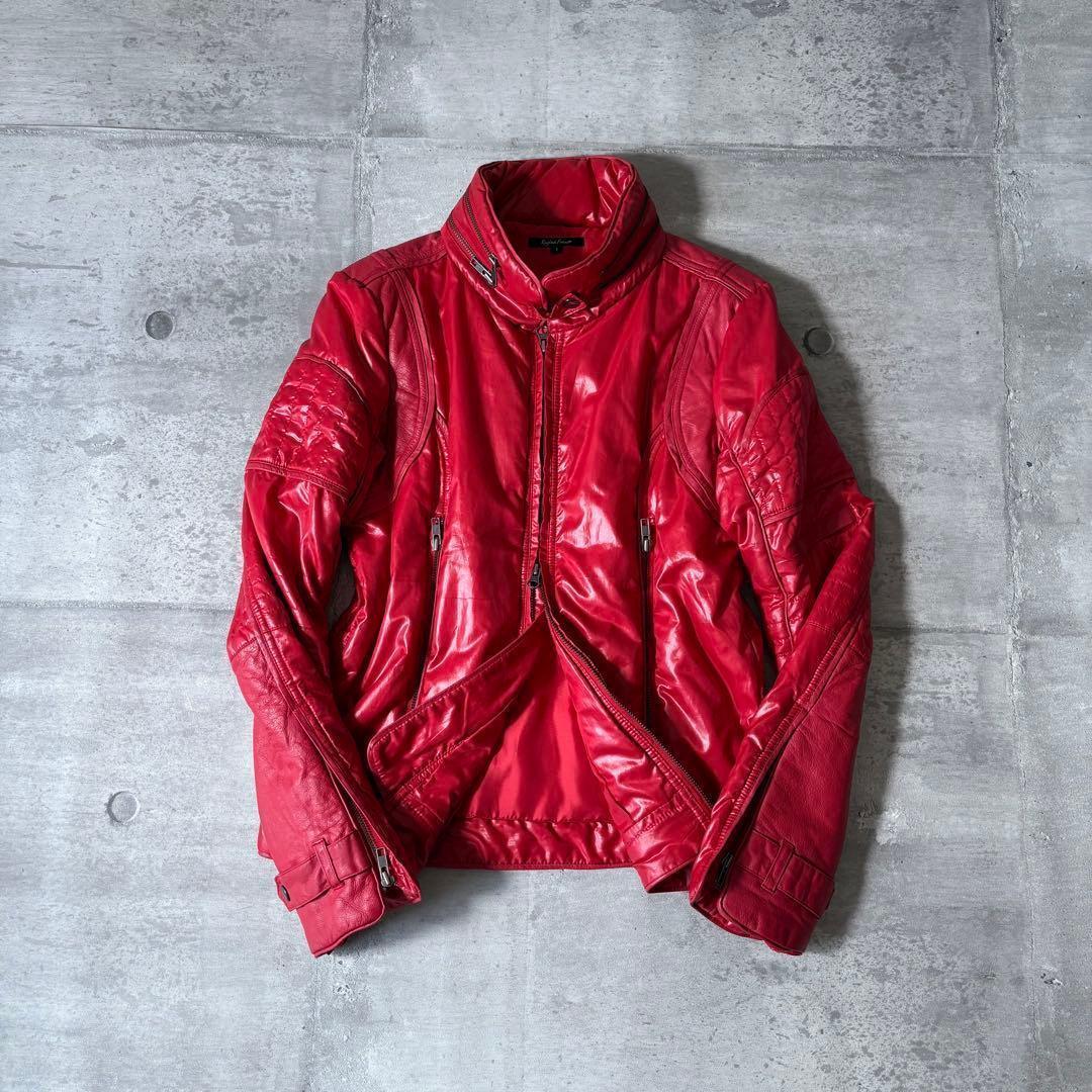 2000's leather × nylon riders jacket y2k