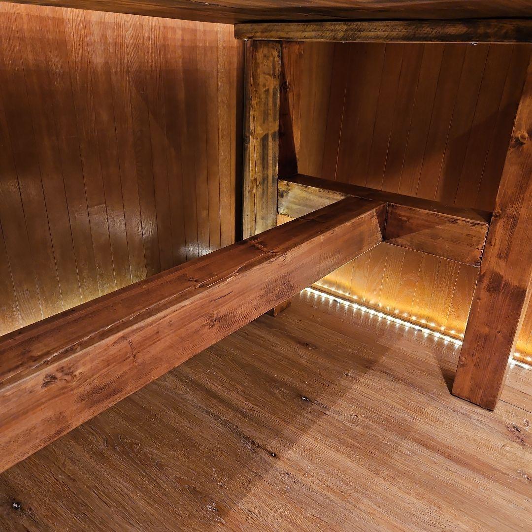 足場板テーブル 男前 天然木無垢材 ヴィンテージ加工 高めのテーブル