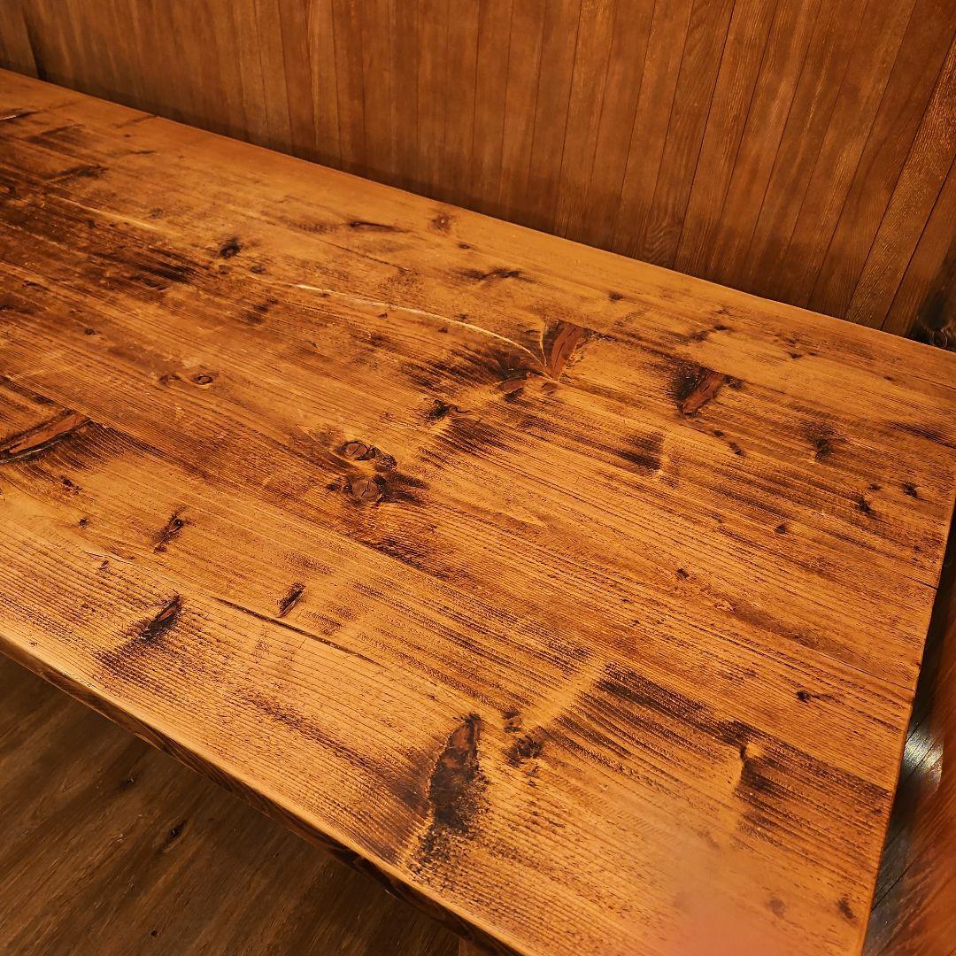 足場板テーブル 男前 天然木無垢材 ヴィンテージ加工 高めのテーブル