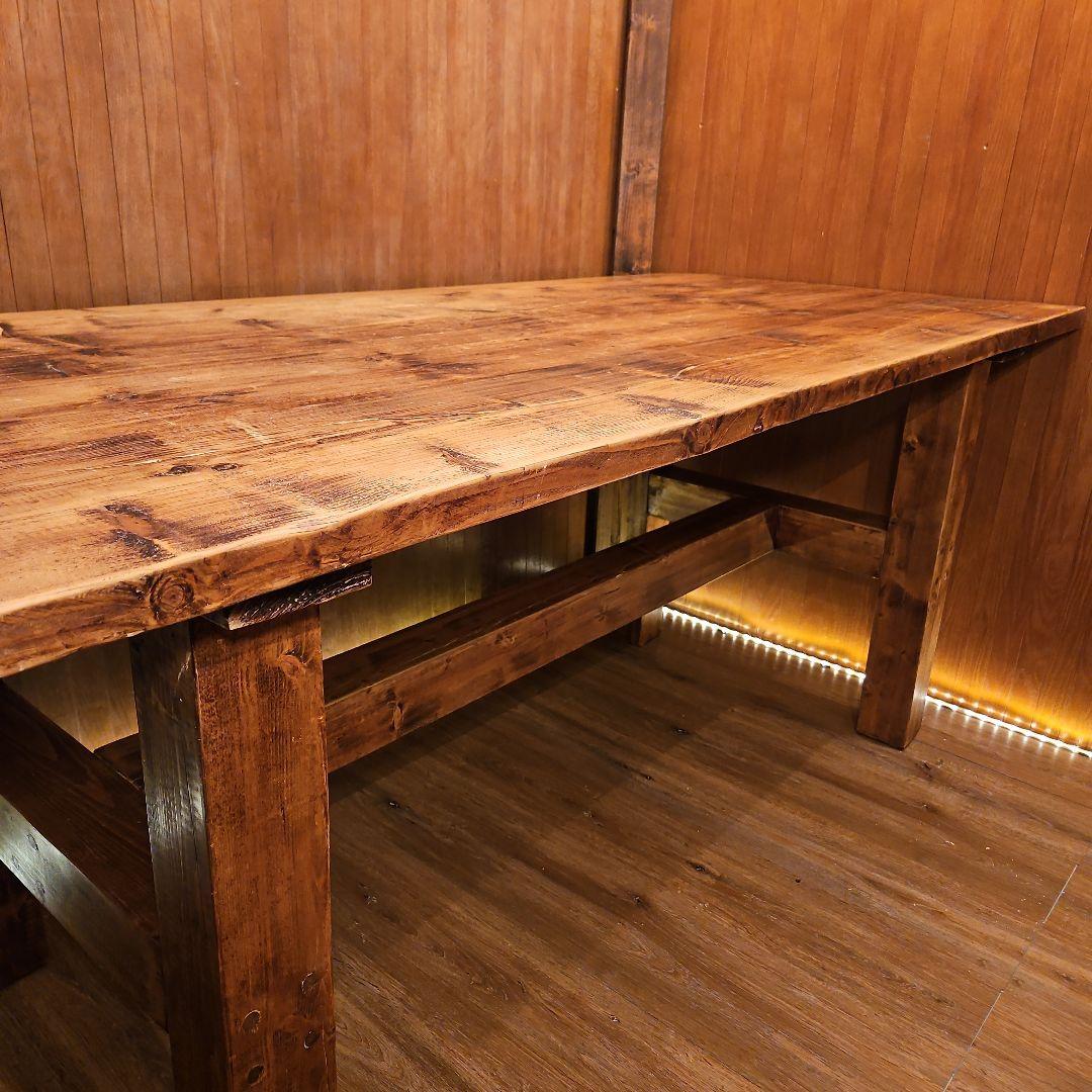 足場板テーブル 男前 天然木無垢材 ヴィンテージ加工 高めのテーブル