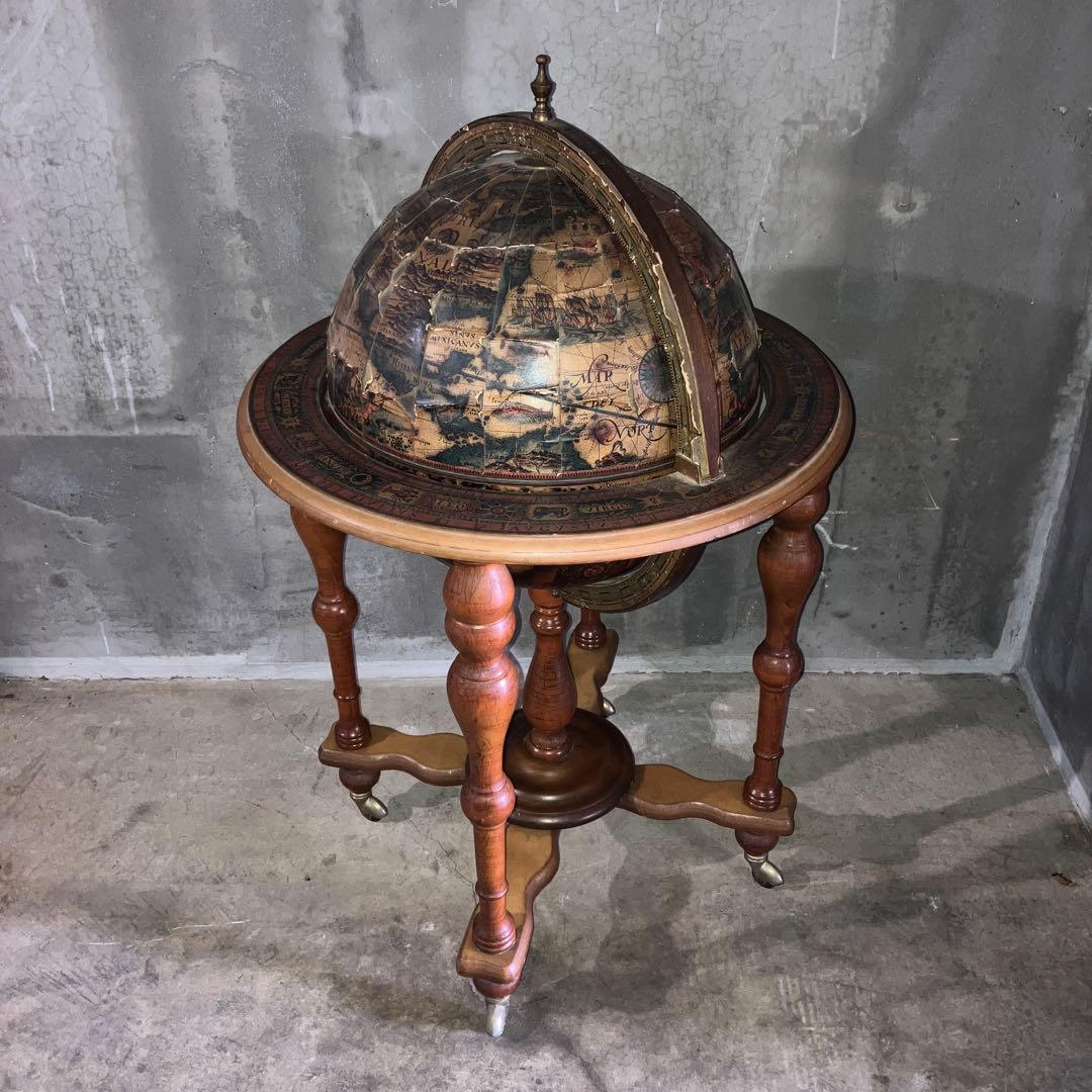 アンティーク イタリア製 地球儀 バーキャビネット ワイン セラー キャスター付