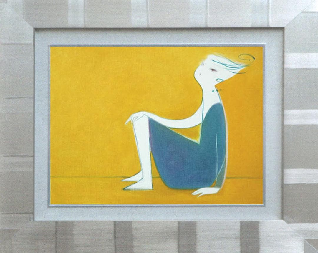 油絵 菅家令子 絵 絵画 インテリア 額付(銀) F4-071612 人物 女性