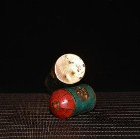 純銅象嵌ターコイズ線香飾り