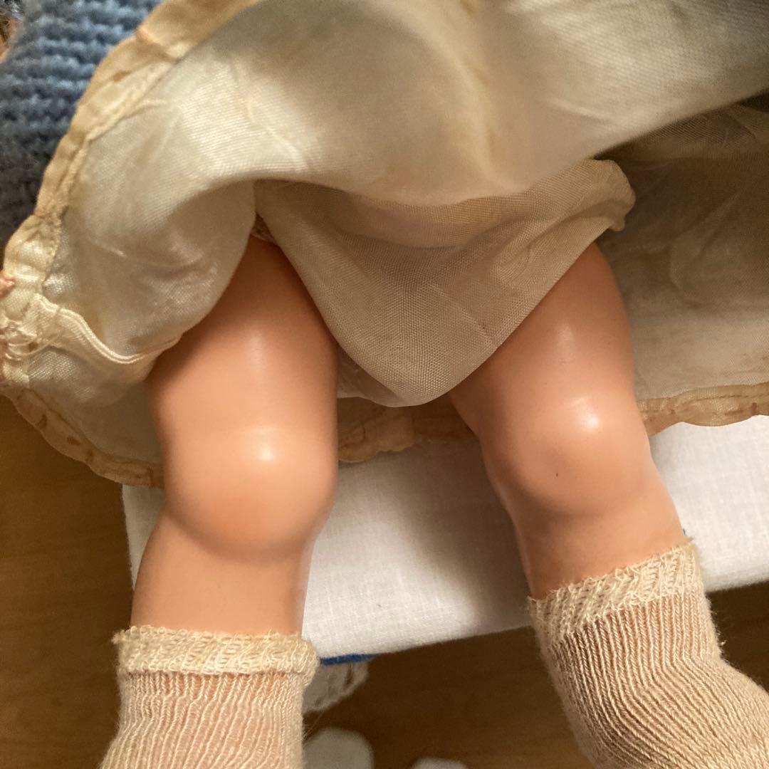 アンティークドール 青色ニットドレス