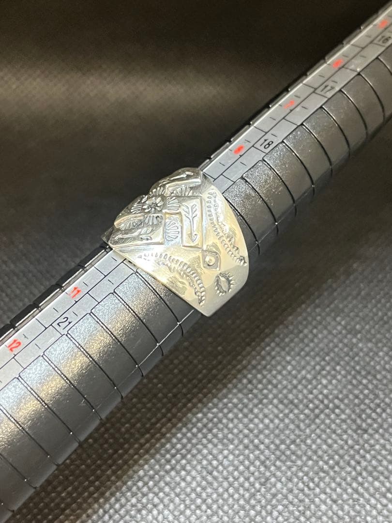 k*o様 Silver 925 スワスティカ印台リング 彫金 卍 21号 9.2