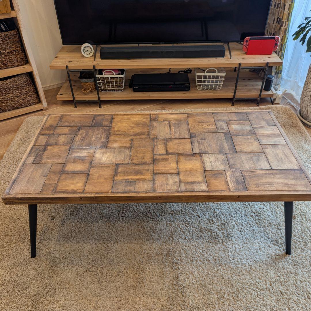kh　ローテーブル　サイドテーブル　✨木製テーブル　ハンドメイド　アイアン